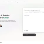 Historical white GPTZero homepage with a human-writing headline, empty text-input panel, and Scan for AI button.