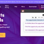 Historical purple Wordtune homepage with the headline “Your thoughts in words,” yellow Add to Chrome buttons, and an email-rewriting example.