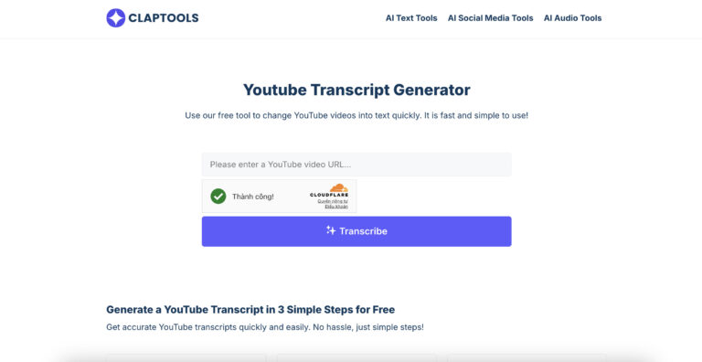 Claptools Free Youtube Transcriptor