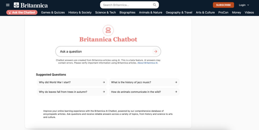 Britannica AI Chatbot