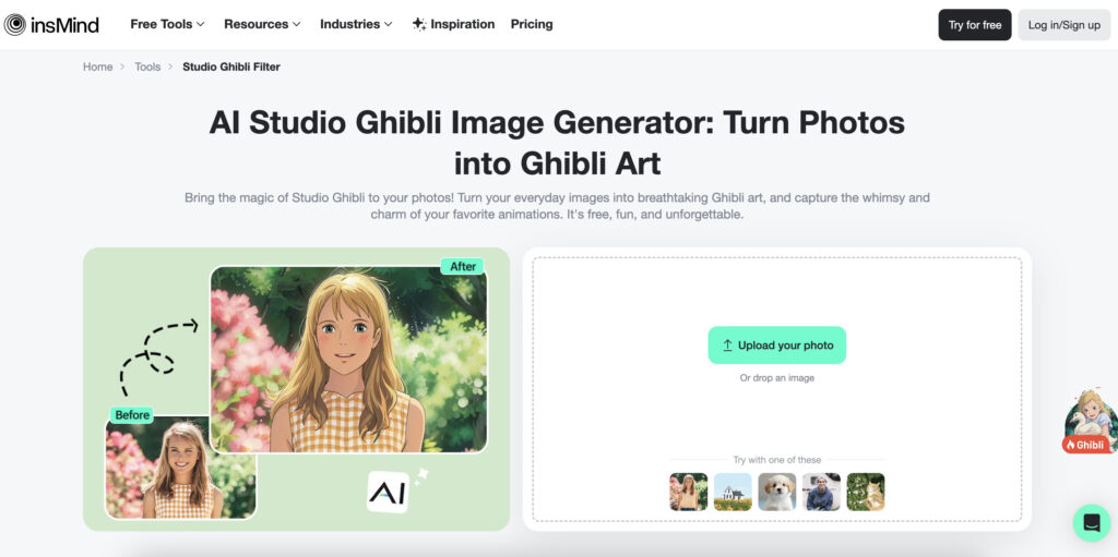 insMind's AI Studio Ghibli Filter