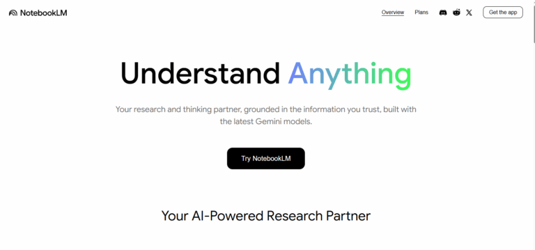 Historical NotebookLM homepage with an Understand Anything headline and a Try NotebookLM button.