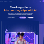 Historical Spikes homepage with a blue-purple background, video-clipping headline, link field, upload button and presenter image.