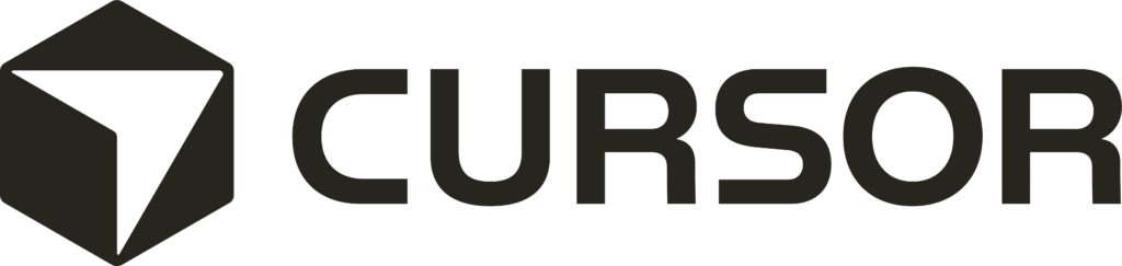 Cursor 5 Official Cursor horizontal logo with its geometric symbol and Cursor wordmark.