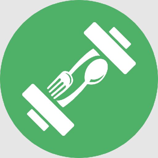 Strongr Fastr official green circular icon with a white dumbbell, fork and spoon
