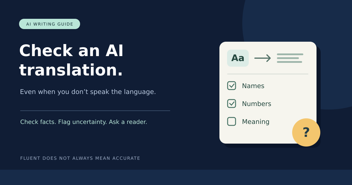 How to Check an AI Translation When You Don’t Speak the Language 1 Translation checklist with names and numbers checked, meaning unchecked, and a question mark.