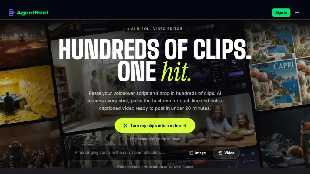 AgentReel: Turn Hundreds of Clips Into One Cut With AI B-Roll 6 AgentReel AI B-roll video editor illustration
