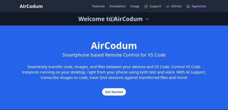 Official AirCodum homepage screenshot