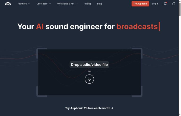 Official Auphonic homepage screenshot
