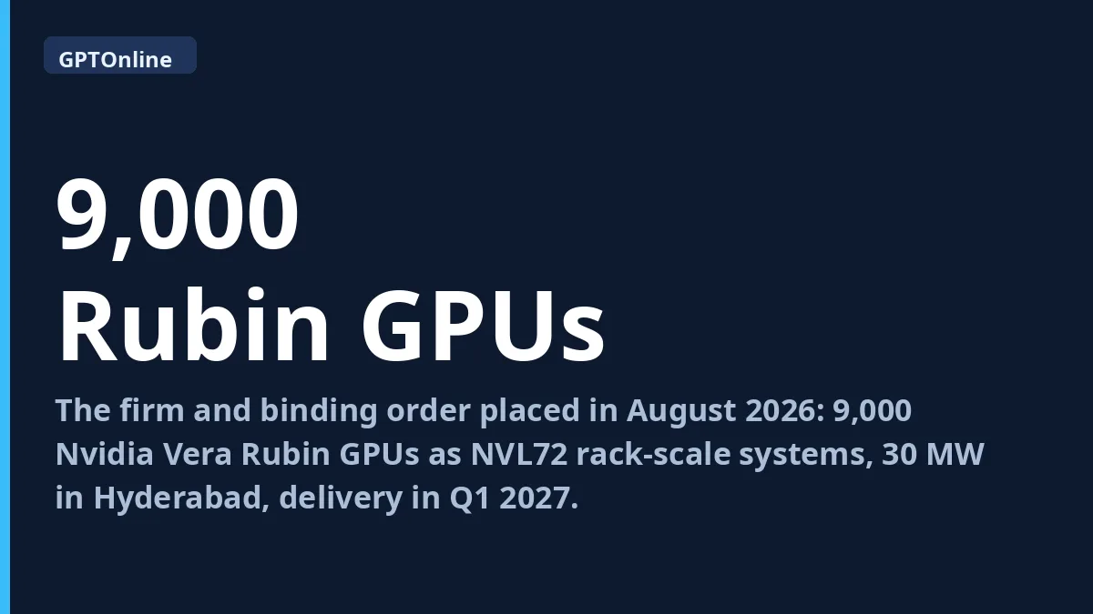 AM Intelligence Seeks Up to $3 Billion to Fund Nvidia Vera Rubin GPU Order 3 9,000 Nvidia Rubin GPUs ordered by AM Intelligence for Hyderabad.
