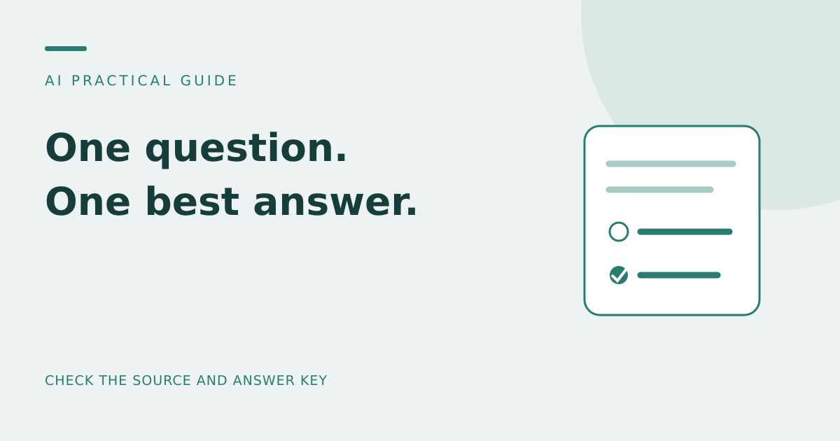 Original quiz-review graphic reading One question. One best answer.