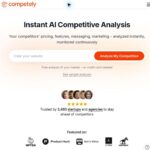 Competely homepage with its competitive-analysis headline, empty website field and Analyze My Competition button.