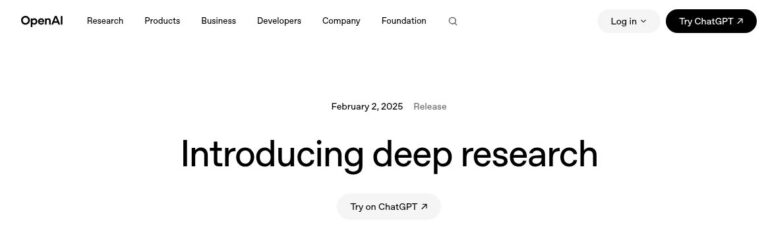 Official Deep Research launch announcement screenshot