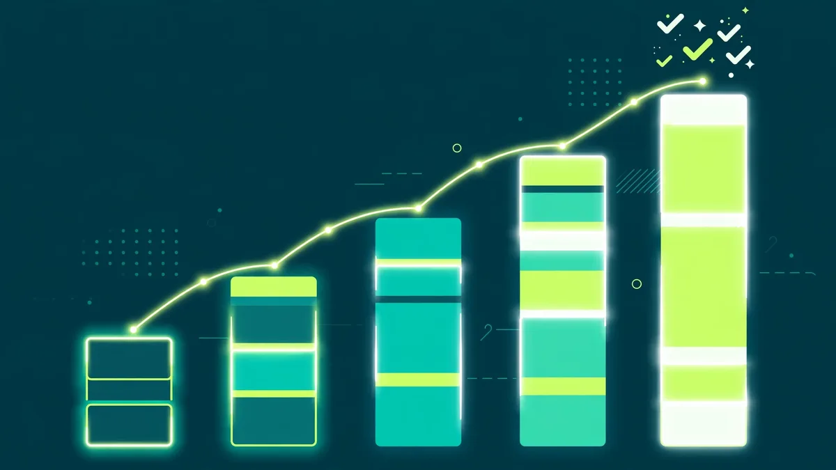 Abstract illustration of benchmark scores climbing across a chart