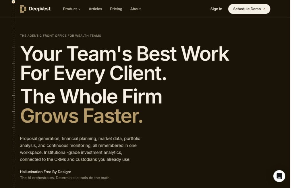Official DeepVest homepage screenshot