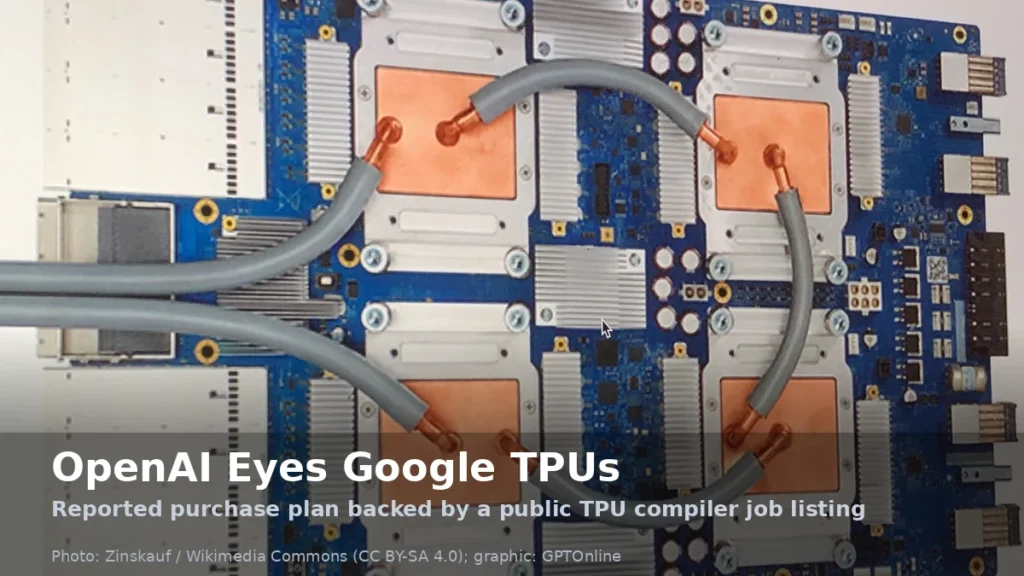 Google TPU 3.0 accelerator board. Photo: Zinskauf / Wikimedia Commons (CC BY-SA 4.0)