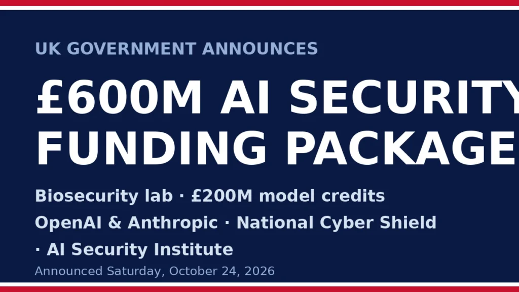 UK government £600M AI security funding package announced October 24, 2026