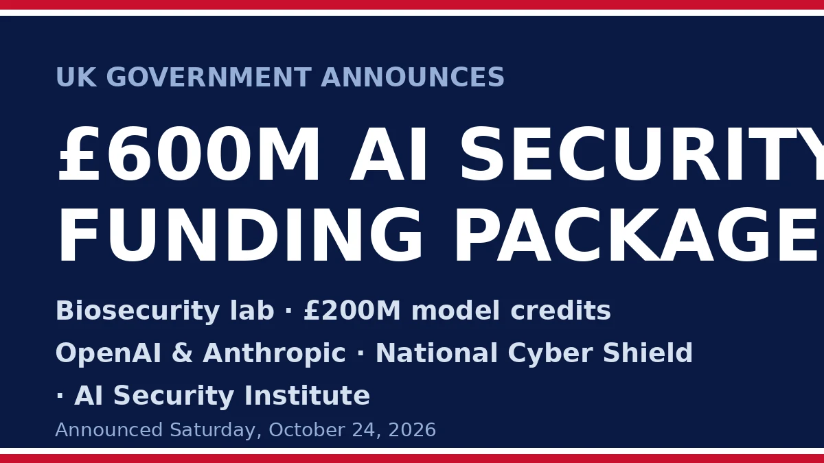 UK government £600M AI security funding package announced October 24, 2026