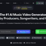 freebeat AI 1 freebeat AI official homepage with music-video headline, empty music-link field, upload button and workflow controls