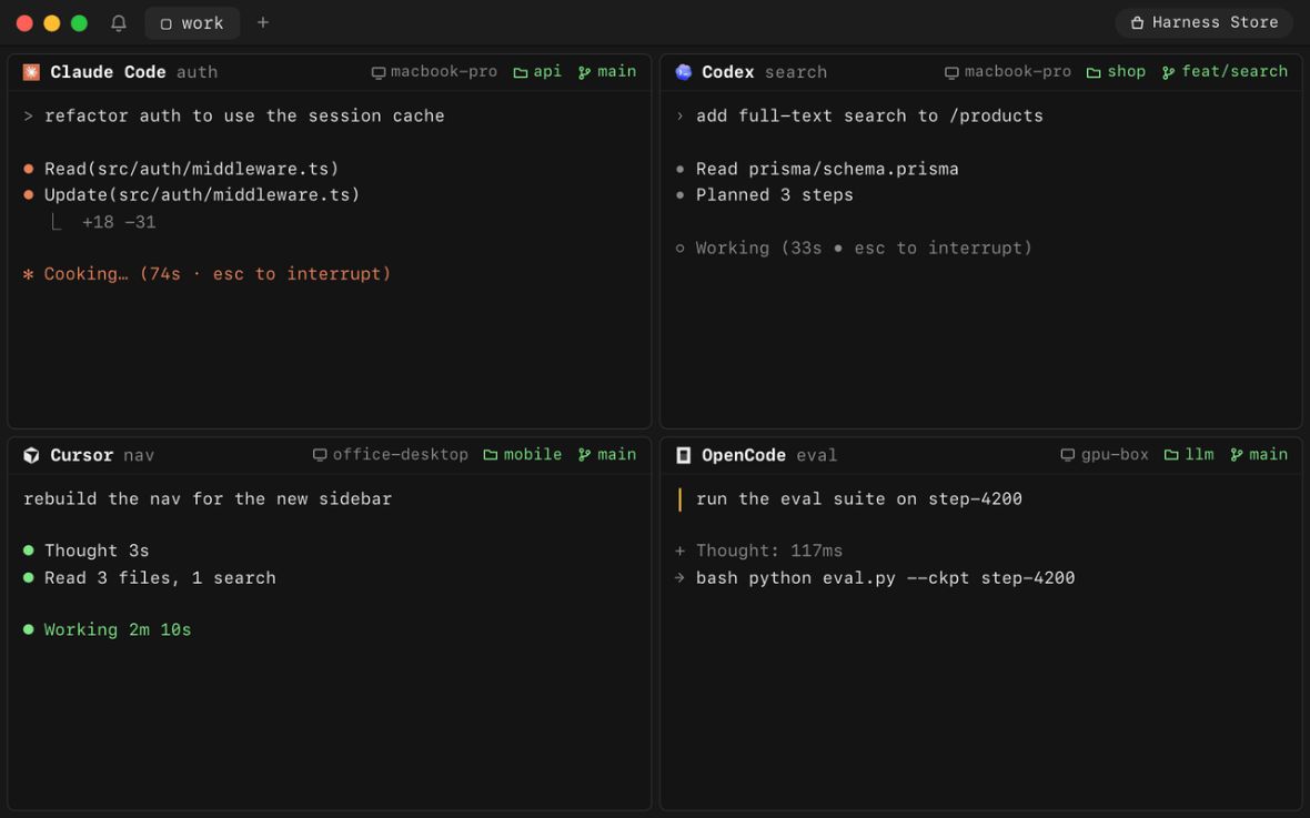 Harness by Autonomous: Manage Coding Agents Across Sessions 2 Vendor demonstration of the Harness coding-agent workspace in OpenHarness documentation