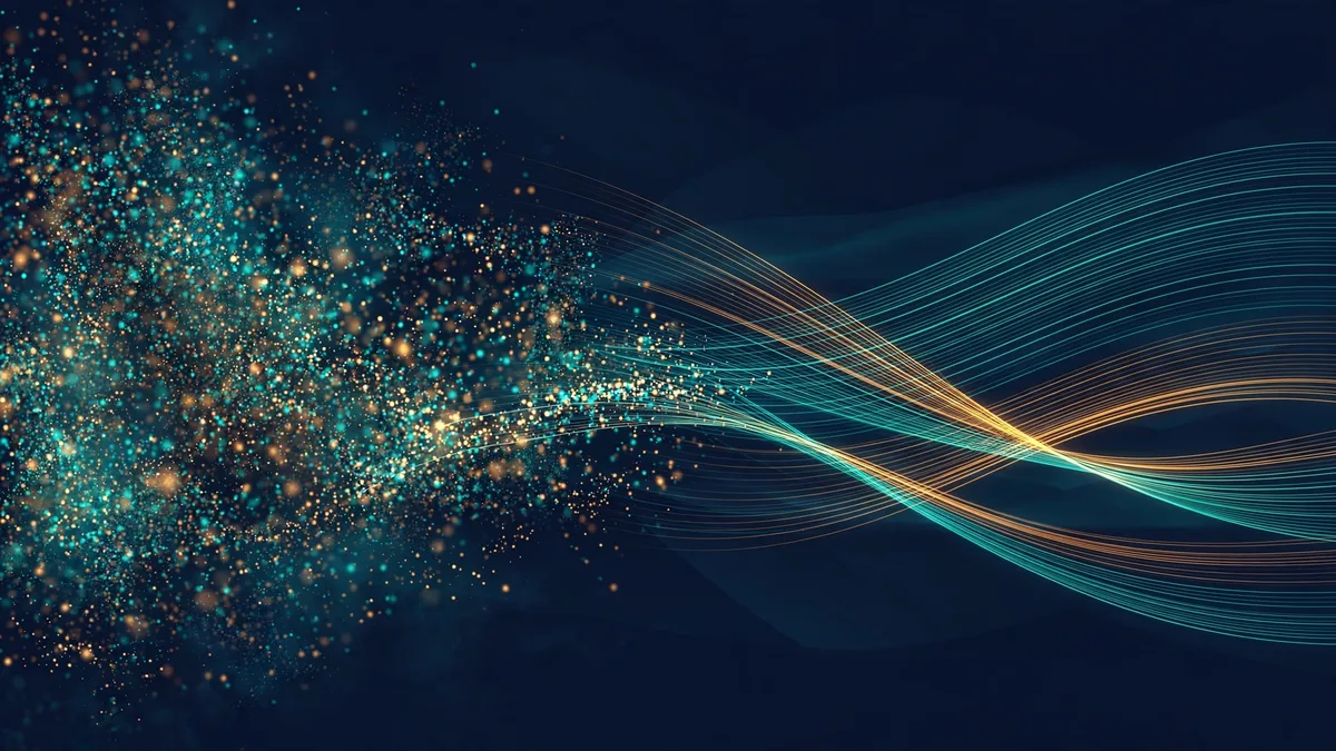 Abstract illustration of a diffusion model refining many tokens in parallel