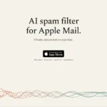 Klar 1 Official Klar homepage hero introducing an AI spam filter for Apple Mail with an App Store download button.