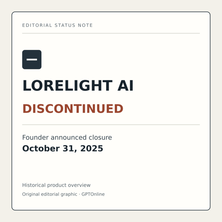 Original editorial graphic: Lorelight AI discontinued; founder announced closure on October 31, 2025.