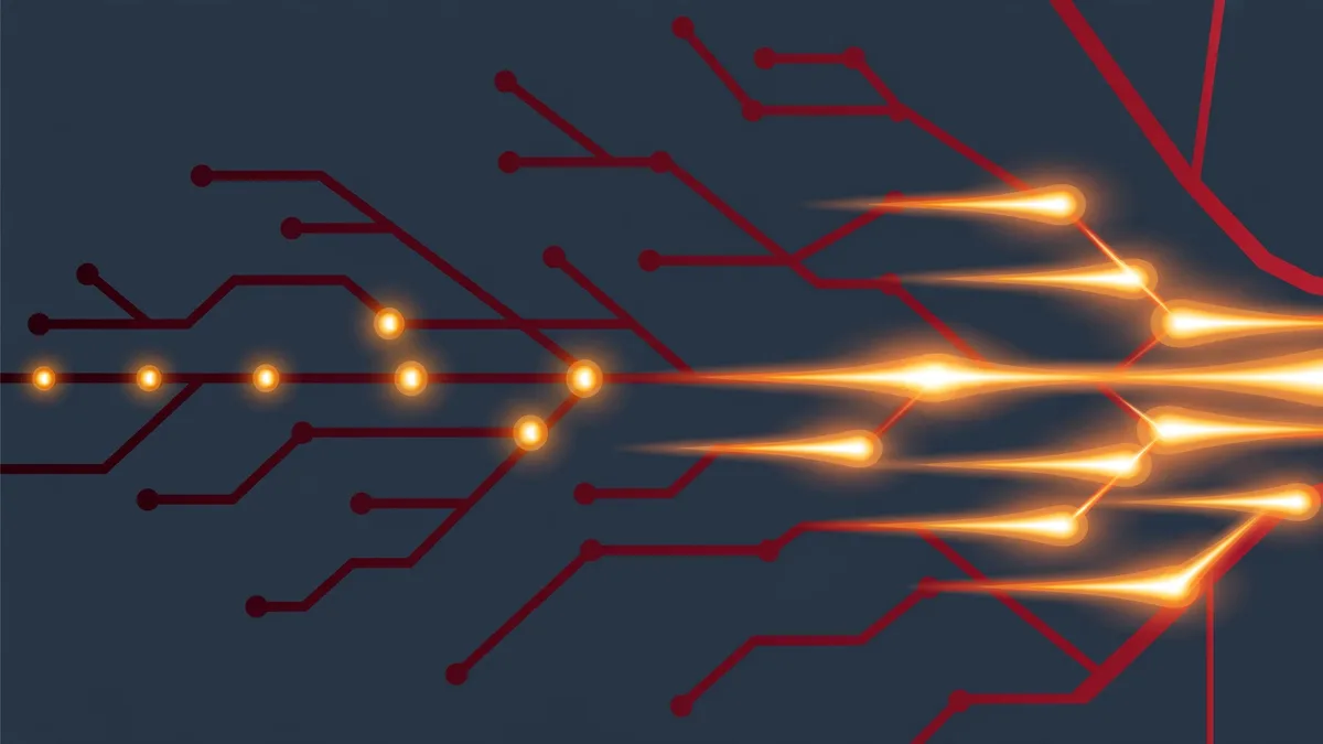 Abstract illustration of inference speed increasing across a network