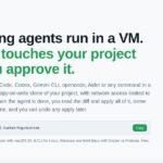 Mudroom official website introducing coding-agent sessions in a virtual machine and review before applying changes.