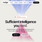 Navige official homepage showing its sufficient intelligence headline and agent cost-control positioning