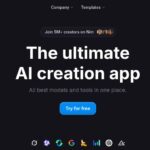 Nim official homepage showing its AI creation app headline and Try for free button