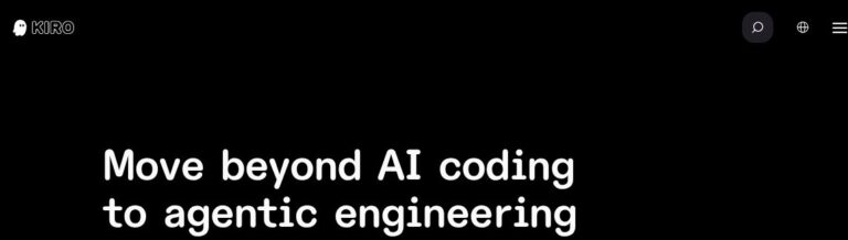 Kiro homepage header for agentic software development