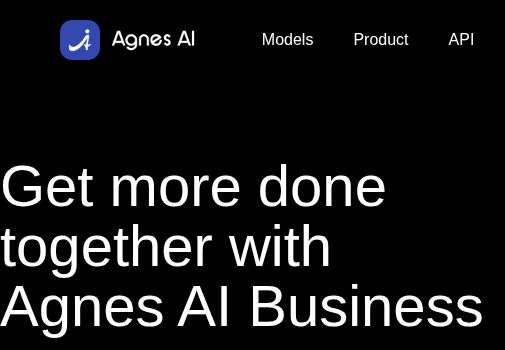 Agnes AI logo and Business page headline