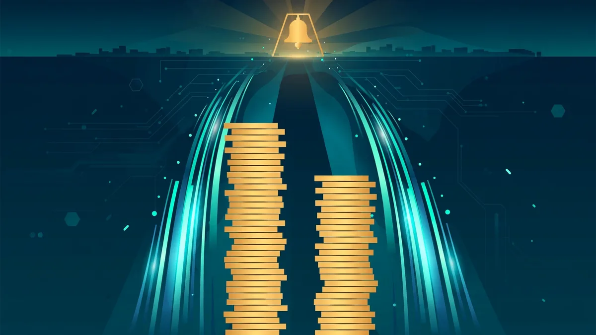 Abstract illustration of two AI companies racing to raise capital before an IPO