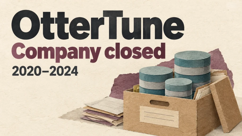 OtterTune 6 OtterTune company closed, with its operating years shown as 2020–2024.