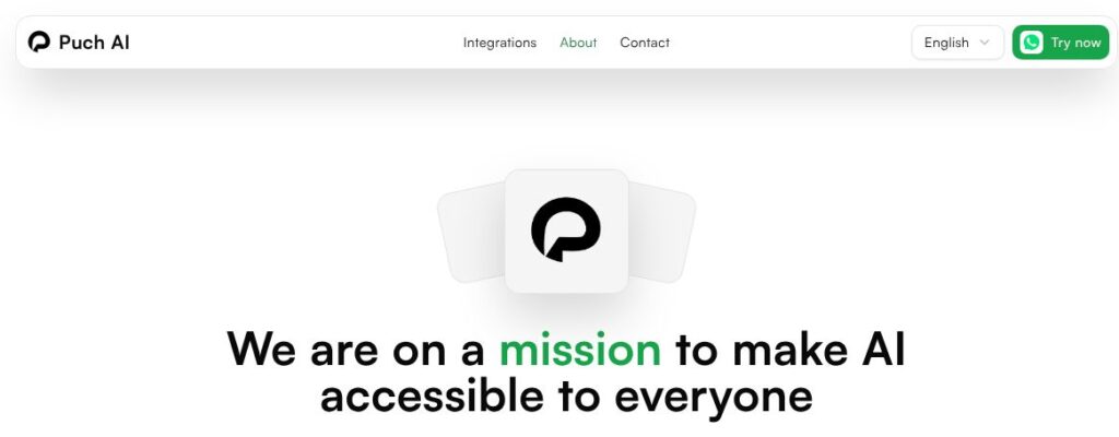 Official Puch AI About-page screenshot