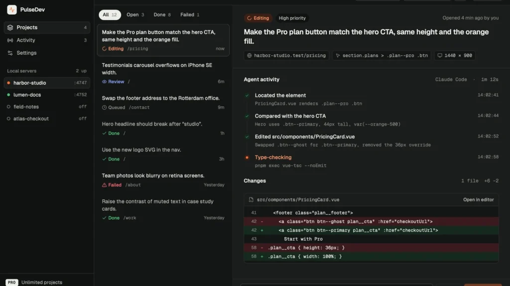 PulseDev: Point at a UI Bug and Let Your Coding Agent Fix It 7 PulseDev