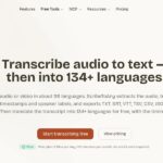 ScribeToAny: Transcripts, Subtitles and Notion Exports 1 ScribeToAny homepage introducing transcription and translation with free-plan limits