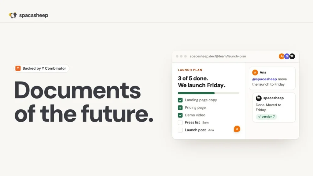Spacesheep: Documents of the Future for Teams and AI Agents 8 Spacesheep logo