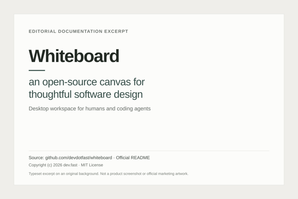 Whiteboard: An Open-Source Canvas for AI Code Review 4 Whiteboard documentation excerpt describing an open-source canvas for thoughtful software design.