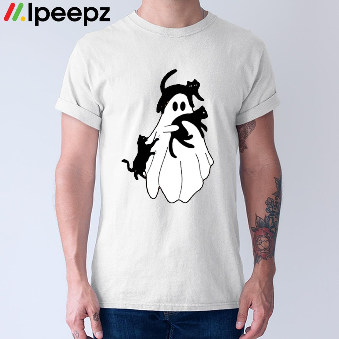 Halloween Ghost And Cat Shirt