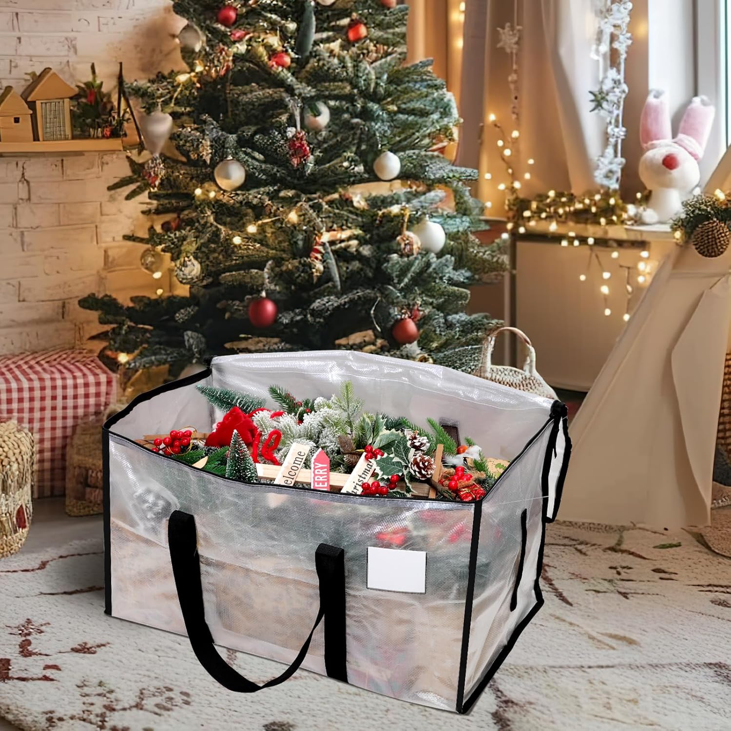 6 Pack 85L Moving Bags, Heavy Duty Moving Totes, Clear Waterproof Storage Bag with tag Window, Large Packing Bags with Zips for Clothes Storage Moving Travelling Camping