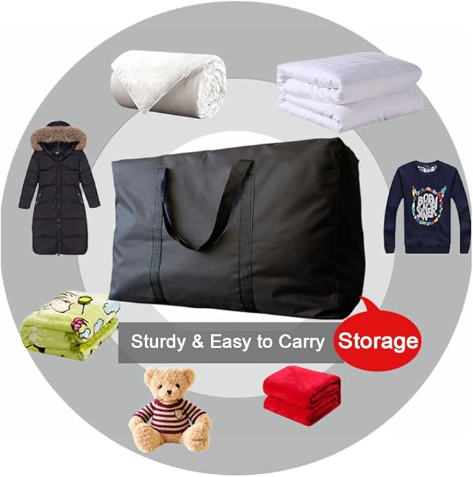 Extra Large Moving Bags with Strong Zippers & Carrying Handles, Storage Bags Storage Totes for Clothes, Moving Supplies, Space Saving Oversized Storage Bag Organizer for Moving, Traveling (2 Pack)