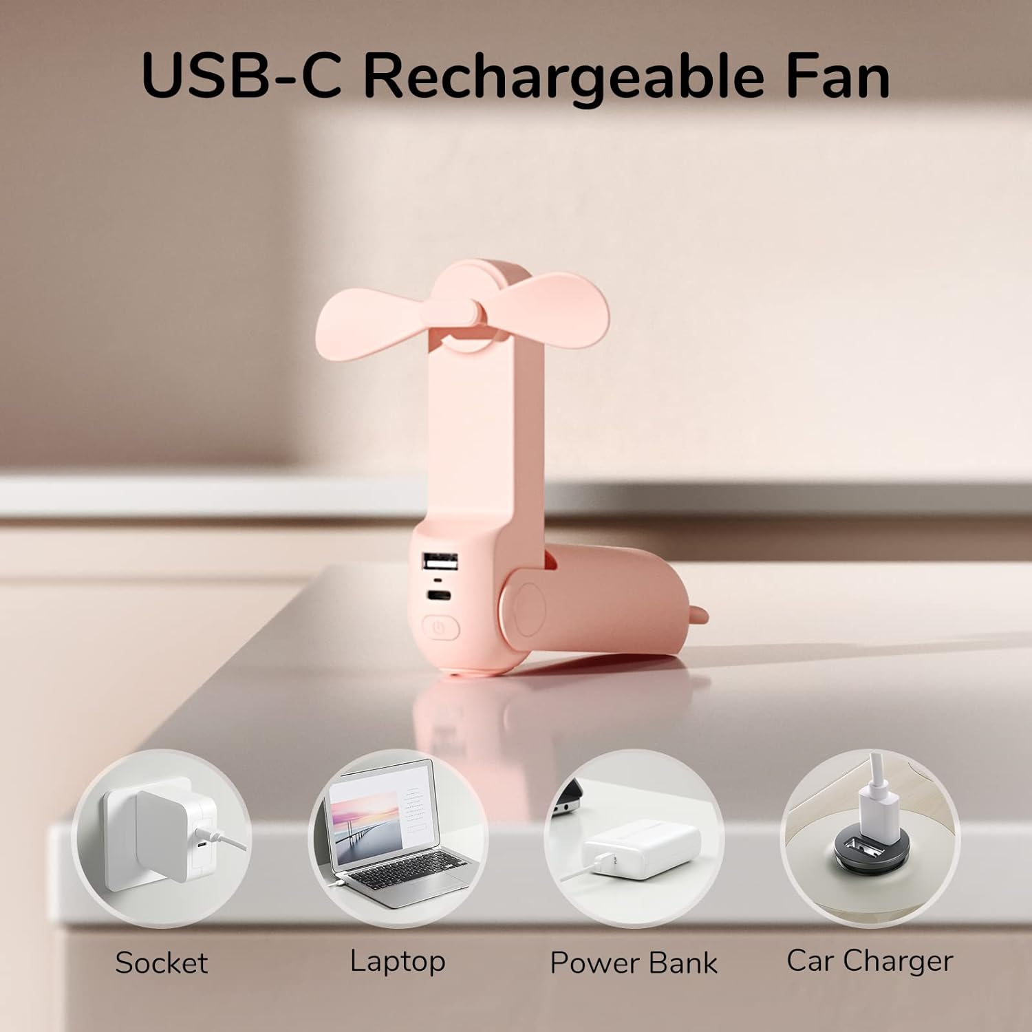 JISULIFE Handheld Mini Fan, 3 IN 1 USB Rechargeable Portable Fan [12-19 Working Hours] with Power Bank, Flashlight, Pocket Design for Travel/Summer/Concerts/Lash, Gifts for Women