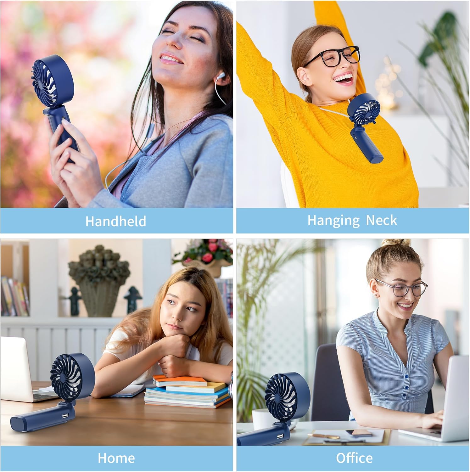 Handheld Fan, Portable 4000mAh Rechargeable Fan, 180° Foldable Mini Desk/Neck Fan, 6-Speed, LCD Display, Ultra Quiet, Pocket-Sized