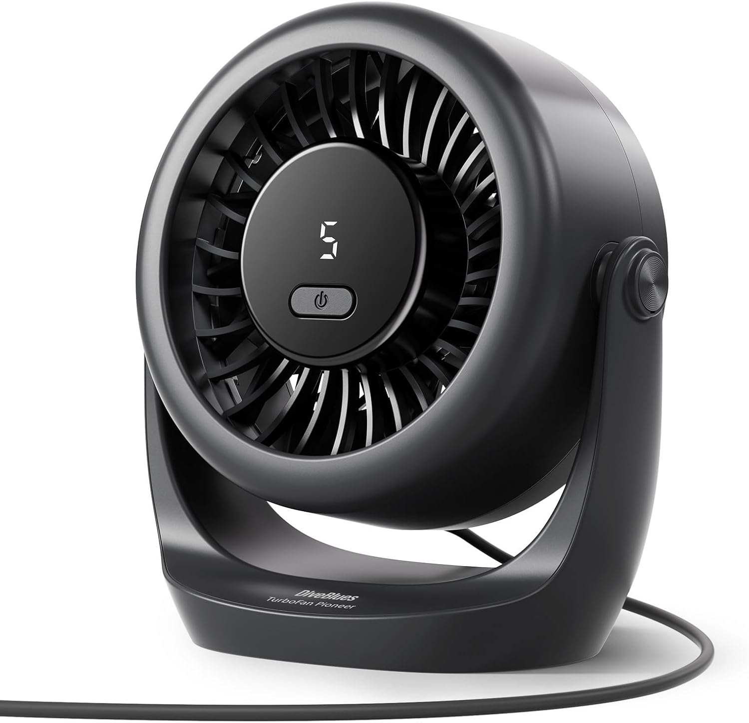 USB Desk Turbo Fan, Ultra-Quiet Mini Desk Fan, Powerful Wind, LED Display, 5 Speed, 360 Rotating Small Portable Fan for Home, Office and Outdoor Cool Tech Gadgets - TurboBreeze