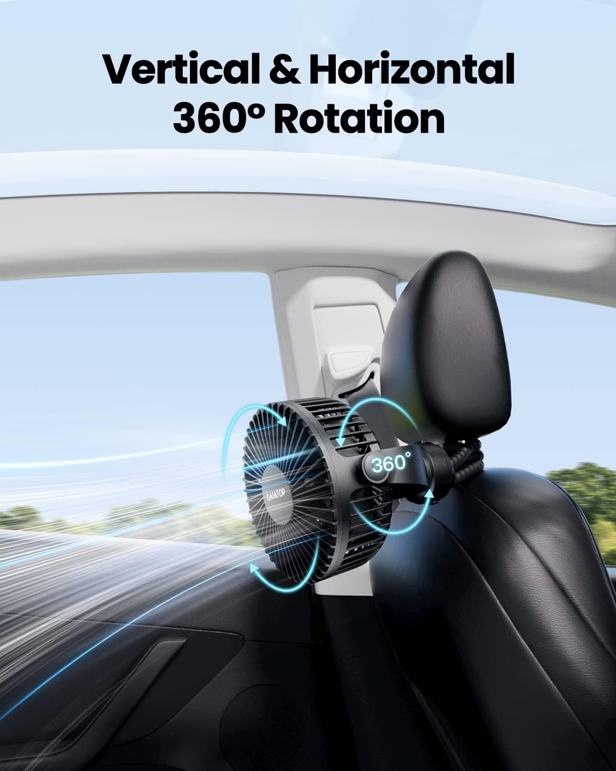 Gaiatop Mini Portable Stroller Fan, Battery Operated Small Clip on, Detachable 3 Speed Rechargeable, 360� Rotate Flexible Tripod Better Cooling for Car Seat Crib Treadmill Travel Black