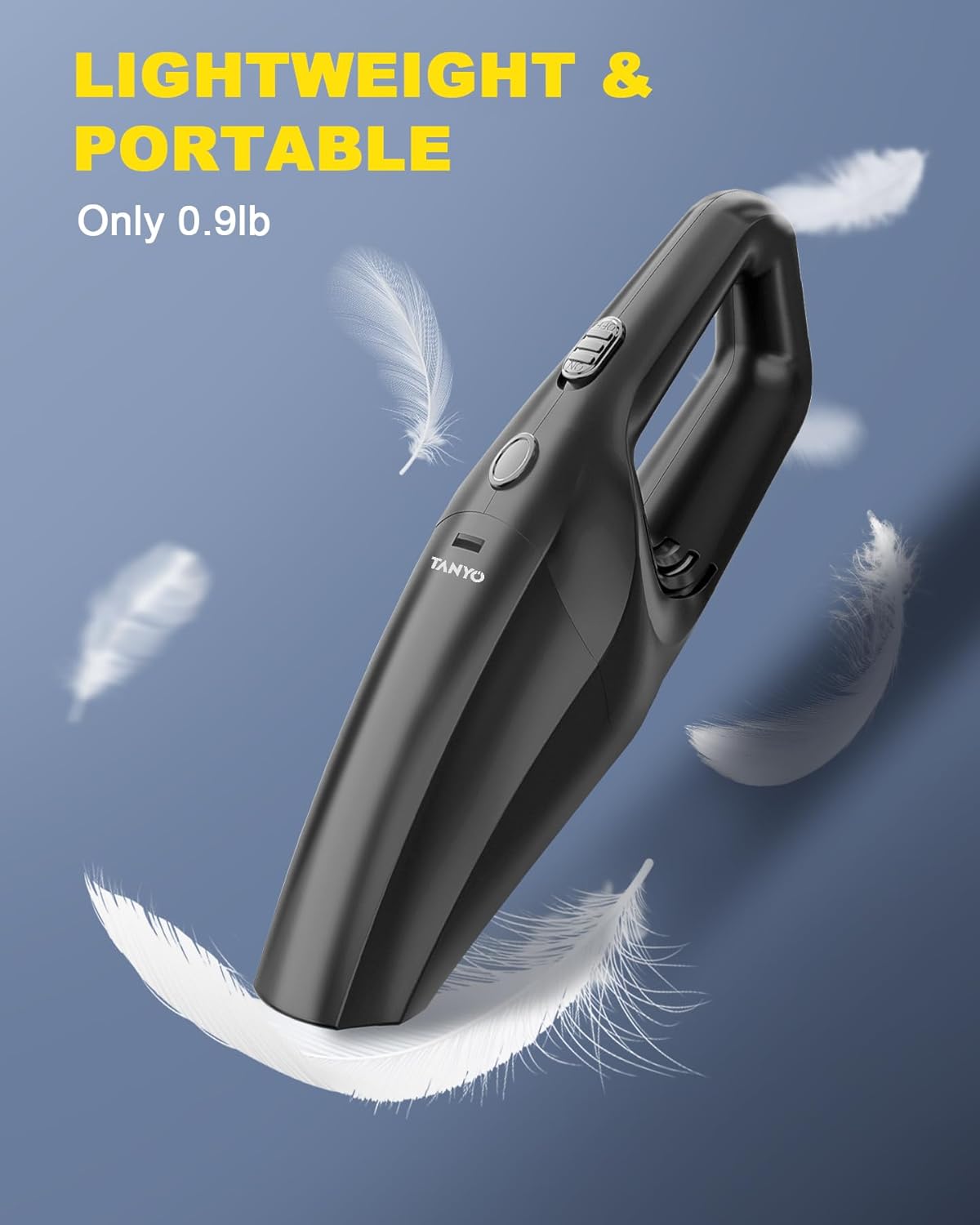 TANYO Handheld Car Vacuum Cordless, Portable Vacuum Cleaner with High Power Suction, Rechargeable Hand Held Vacuum, Mini Handheld for Car Home Office, Pet Hair, Black