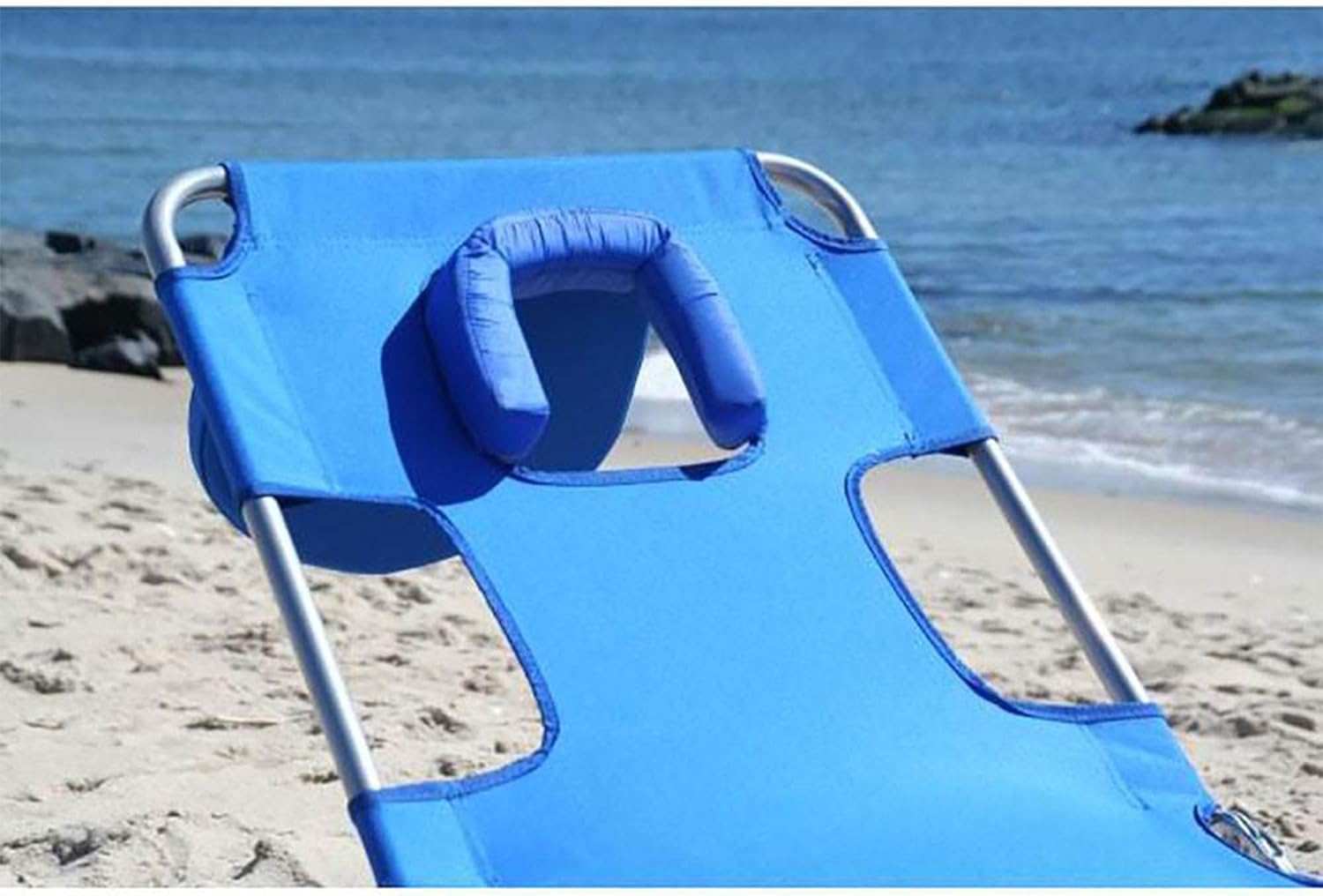 Ostrich - Silla Tumbona De Playa Para Adultos Con Orificio Para La Cara Verstil Plegable Para Piscina Exterior Tomar El Sol Y Leer En El Estmago De Lujo Para Bronceado Azul