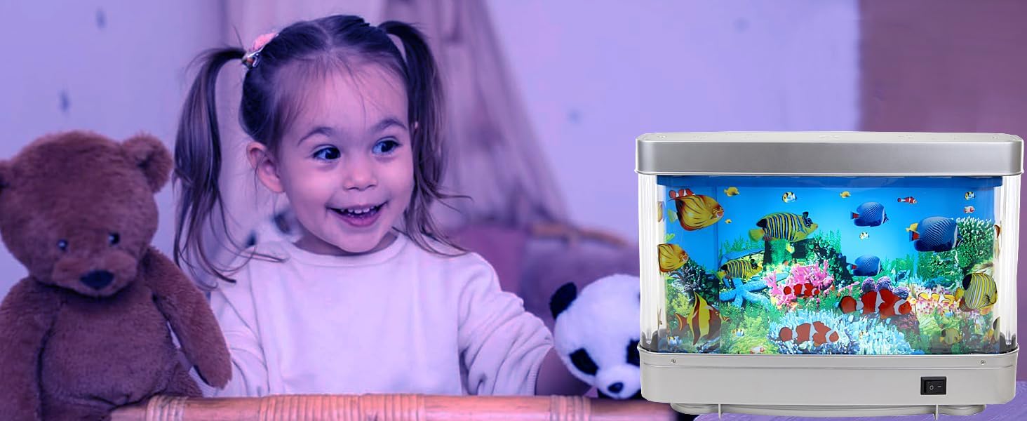 Lightahead Lmpara Artificial Sensorial Para Acuario Tanque De Peces Falso Virtual Led Con Animacin De Vida Marina En Movimiento Ocano En Movimiento Luz Nocturna Relajante De Escena Ocenica